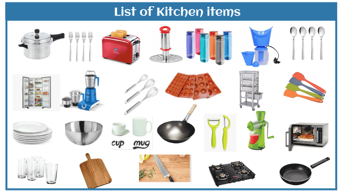 list of kitchen items