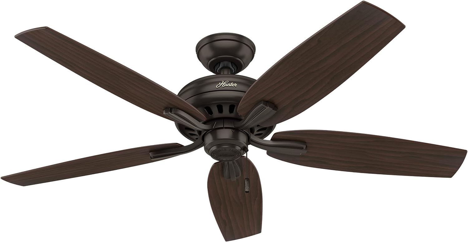 Hunter Newsome 52-inch Indoor Premier Bronze Traditional Ceiling Fan Without Light Kit, Includes Pull Chains, and Reversible WhisperWind Motor