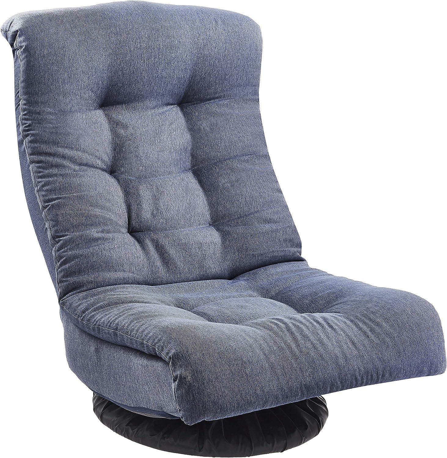 Amazon Basics Swivel Foam Lounge Chair - with Headrest, Adjustable, Denim, Blue, 26.3D x 23.5W x 13.7H in