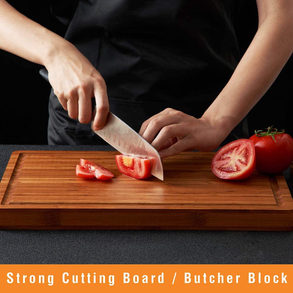 Bamboo Wood Cutting Board for Kitchen, 1 inch Thick Butcher Block