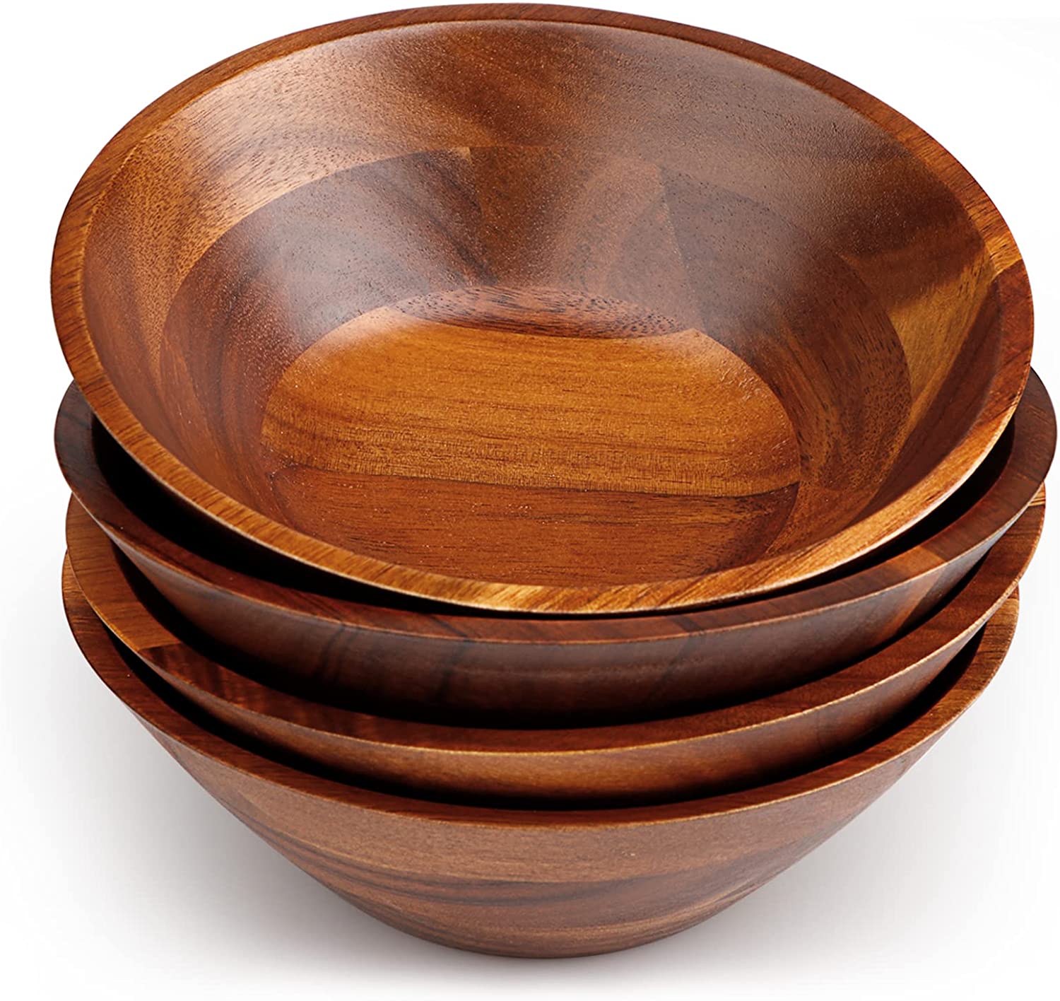 Wooden Salad Bowls Set of 4 Pieces,7” Salad Bowl,Light and Durable Serving Bowl for Containing Salads