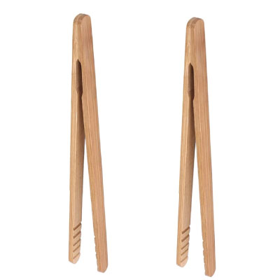 Mini Wood Cooking Tong with Anti-slip Design Great for Serving Food/Toaster/Bread
