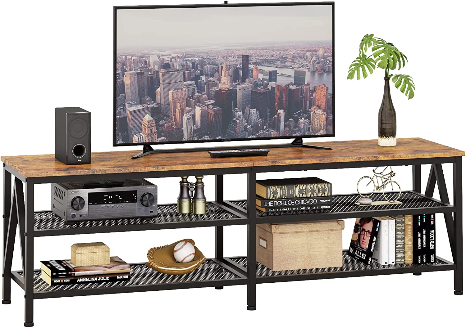 TV Cabinet with 3-Tier Storage Shelves Living Room Decor - 40% Off Buy Now